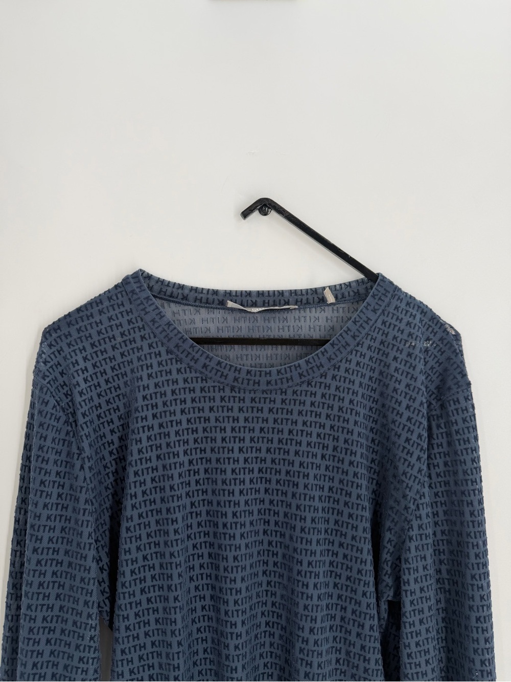 Kith Elyse Mesh Sheer Logo Printed Long Sleeve Bodysuit In Elevation